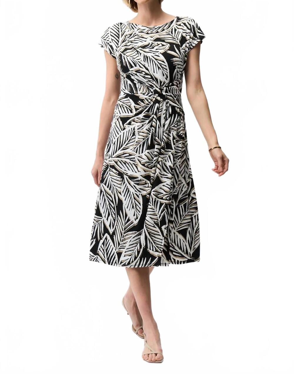 NEW JOSEPH RIBKOFF tropical print midi flare dress